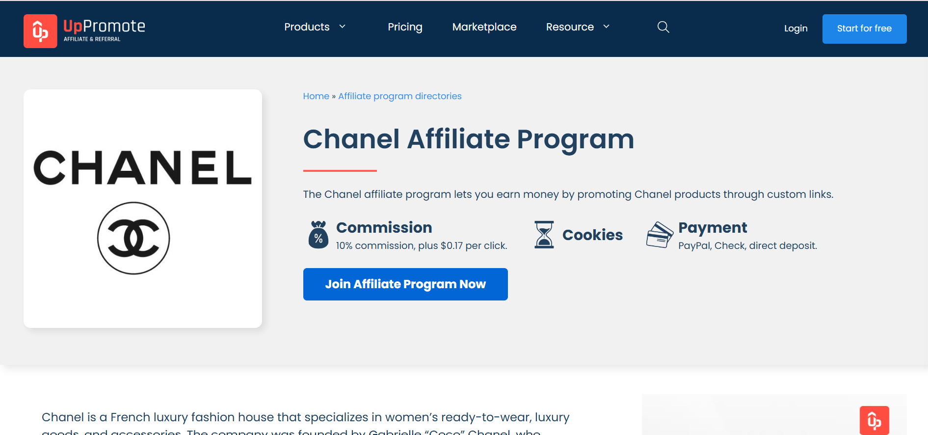 Chanel Affiliate Program