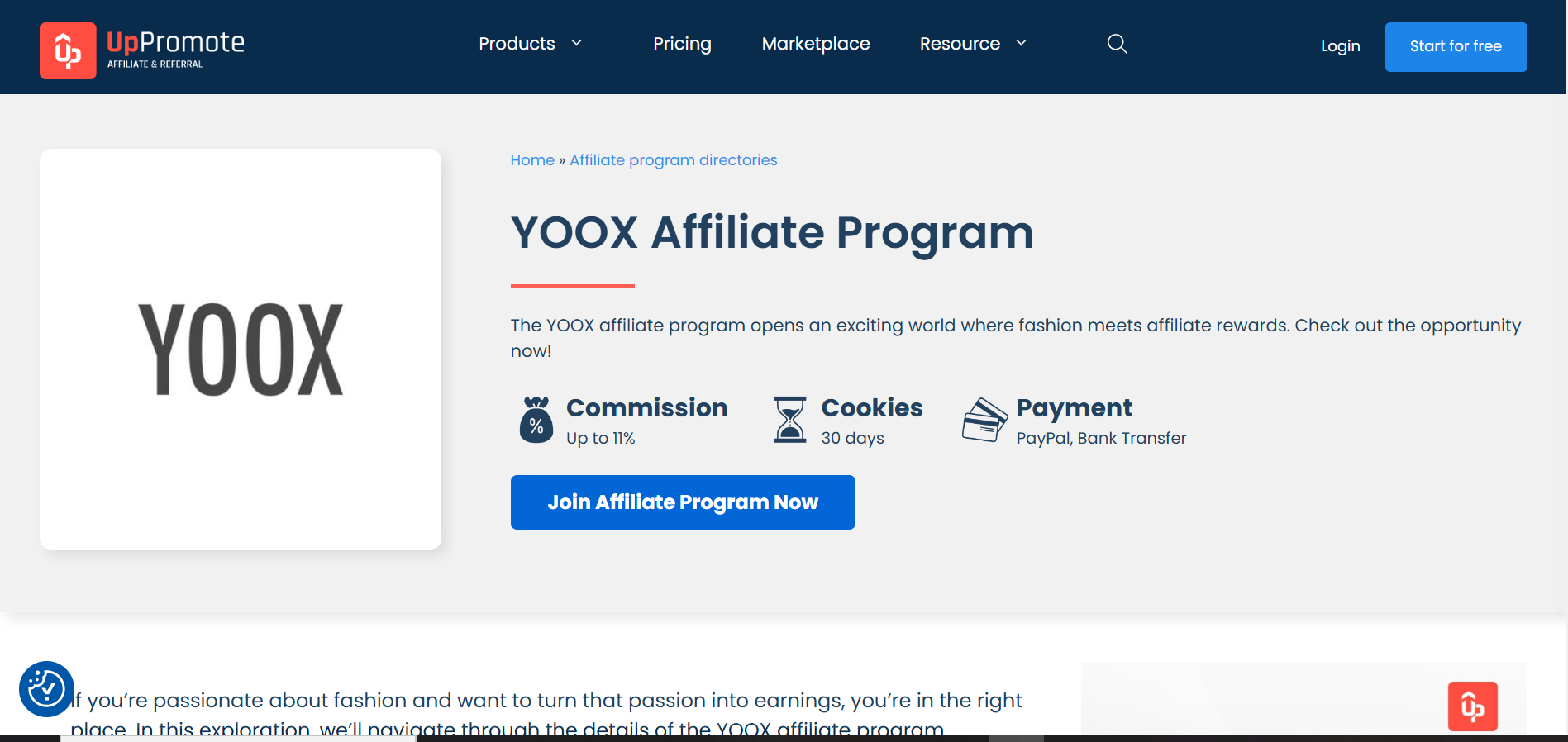 Yoox Affiliate Program