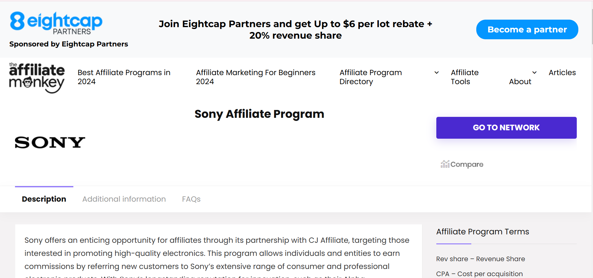 Sony Affiliate Program