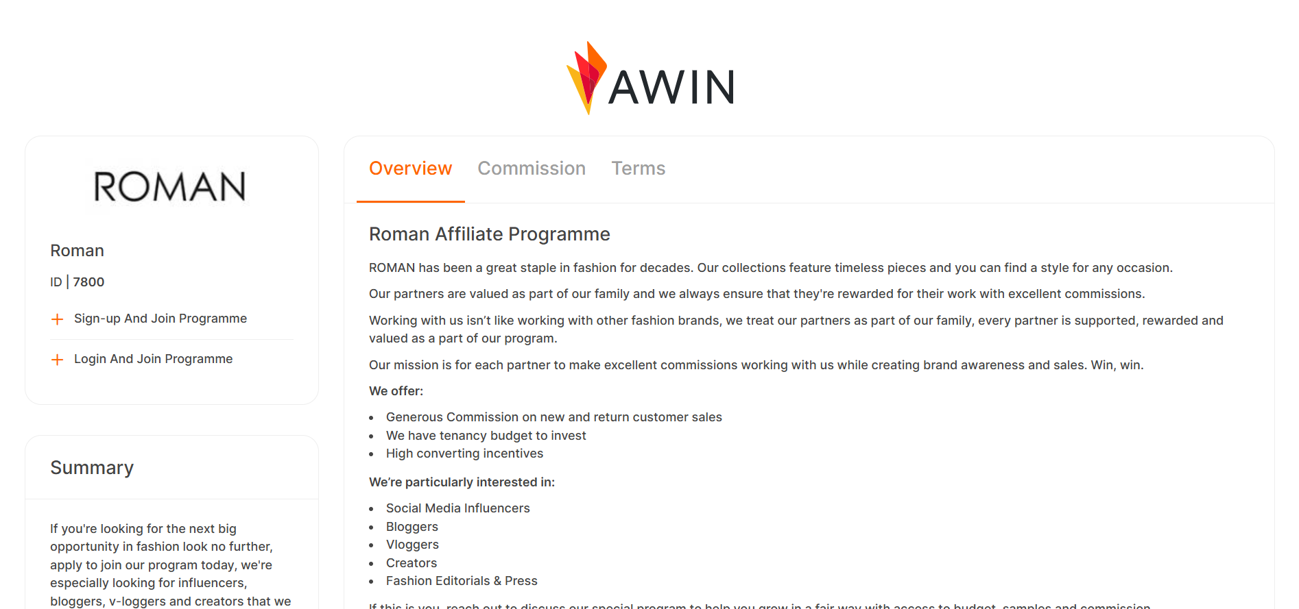 Roman Affiliate Program